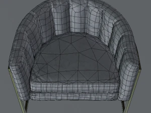 modern velvet barrel chair low poly pbr 3D Model