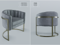 Modern Velvet Barrel Chair Low poly PBR 3D-Modell