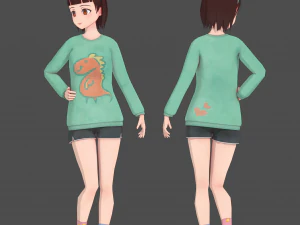 Ubrania przełączane anime girl Model 3D
