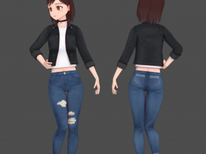 Clothes switchable anime girl 3D Model