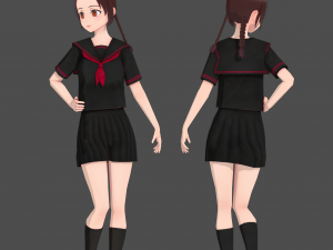 Clothes switchable anime girl 3D Model