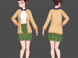 Clothes switchable anime girl 3D Model