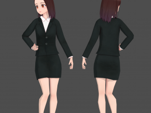 Clothes switchable anime girl 3D Model