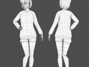 Clothes switchable anime girl 3D Model