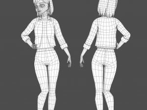 Clothes switchable anime girl 3D Model