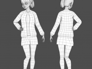 Clothes switchable anime girl 3D Model