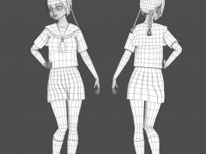 Clothes switchable anime girl 3D Model