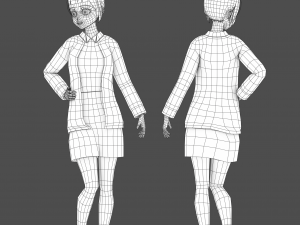 Clothes switchable anime girl 3D Model