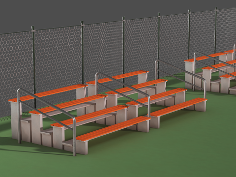 Playground with Basketball Court and Football Field 3D 모델