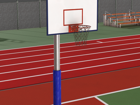 Playground with Basketball Court and Football Field 3D 모델