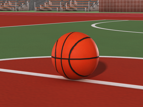 Playground with Basketball Court and Football Field 3D 모델