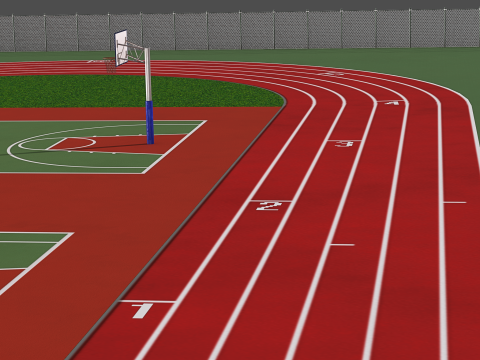 Playground with Basketball Court and Football Field 3D 모델