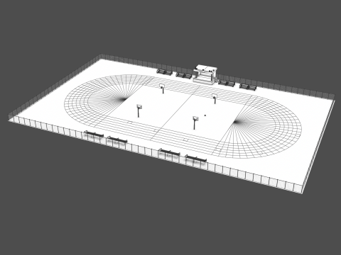 Playground with Basketball Court and Football Field 3D 모델