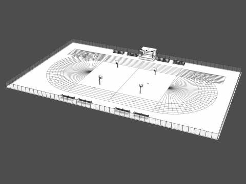 Playground with Basketball Court and Football Field 3D 모델