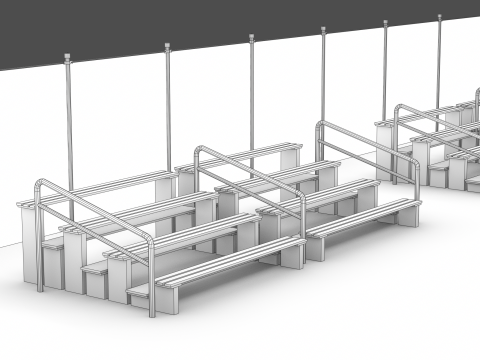 Playground with Basketball Court and Football Field 3D 모델