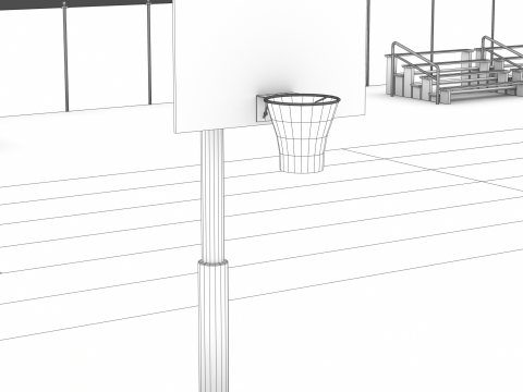 Playground with Basketball Court and Football Field 3D 모델