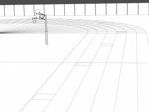 Playground with Basketball Court and Football Field 3D 모델