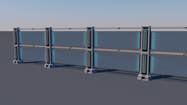 sci-fi fence 3D Model .c4d .max .obj .3ds .fbx .stl .blend 