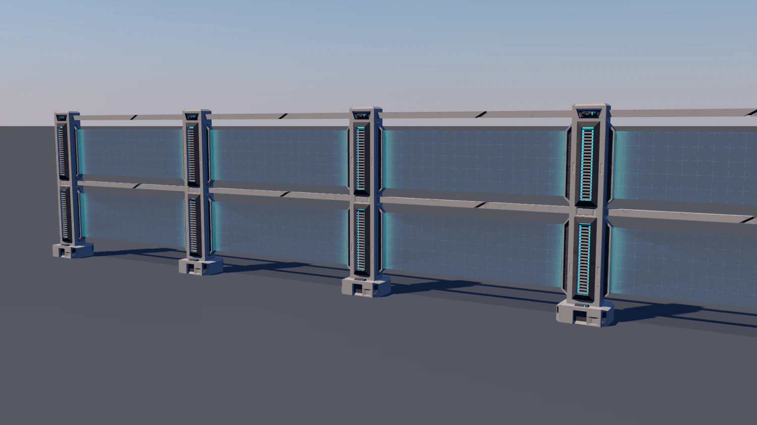 sci-fi fence 3D Model .c4d .max .obj .3ds .fbx .stl .blend