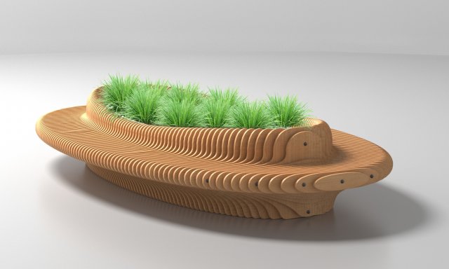 parametric bench with flowerpot 3D Model .c4d .max .obj .3ds .fbx .stl .blend 