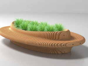 फ्लावरपॉट के साथ पैरामीट्रिक बेंच 3D मॉडल