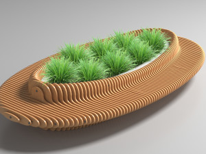 parametric bench with flowerpot 3D Model