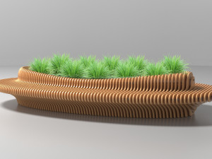 parametric bench with flowerpot 3D Model