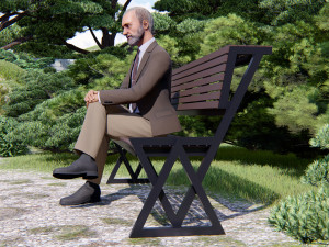 bench two triangles 3D Модель