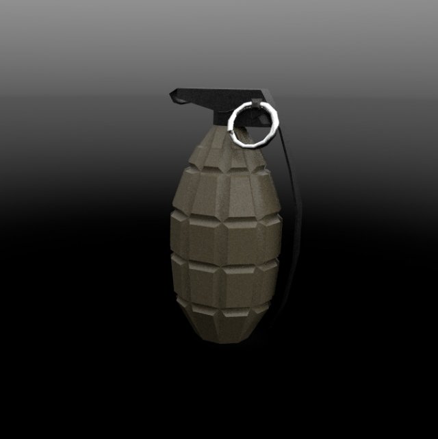low poly grenade with textures 3D Model .c4d .max .obj .3ds .fbx .stl .blend 