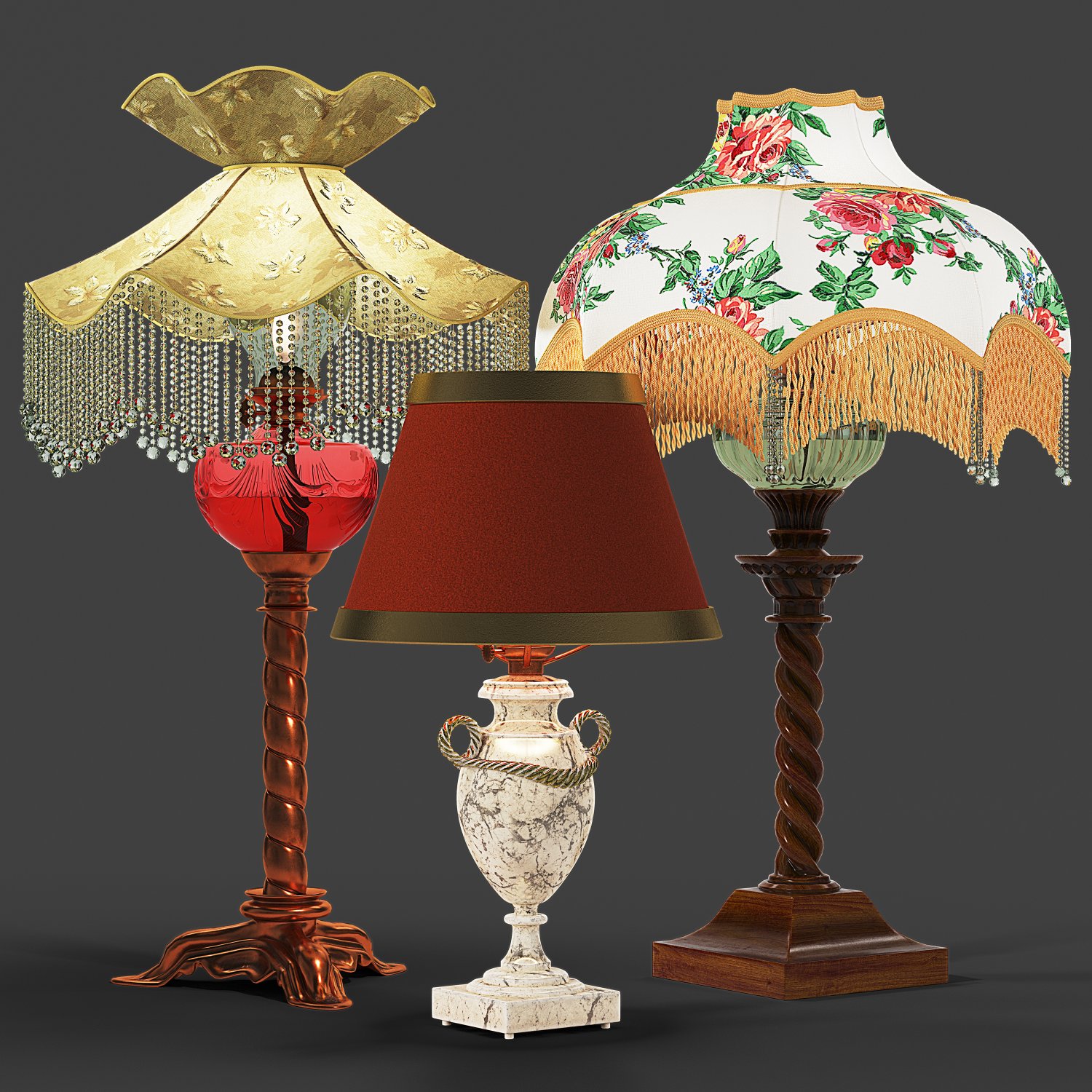 Vintage on sale lamp set