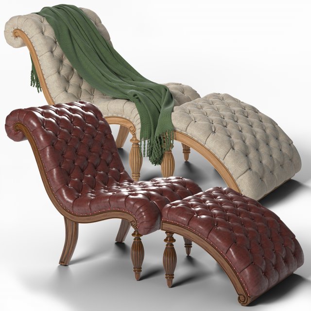 chaise lounge and ottoman set 3D 모델 .c4d .max .obj .3ds .fbx .stl .blend 