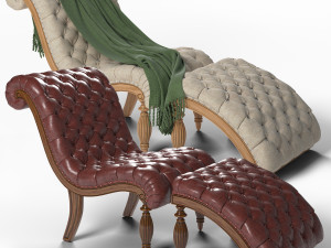 chaise lounge and ottoman set 3D Model