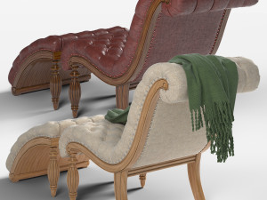 chaise lounge and ottoman set 3D 모델