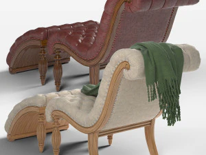 chaise lounge and ottoman set 3D Model