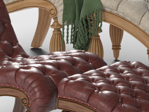 chaise lounge and ottoman set 3D 모델