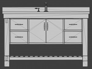 marina 55 inch bathroom vanity driftwood finish 3D Model