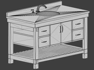 marina 55 inch bathroom vanity driftwood finish 3D Model