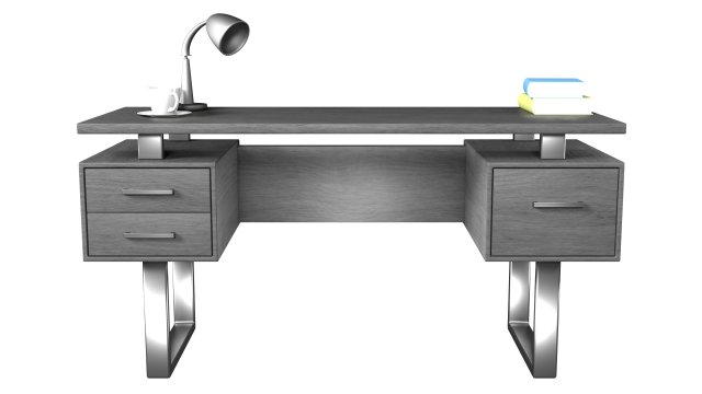 silver metal computer desk dark taupe 3D Модель .c4d .max .obj .3ds .fbx .stl .blend