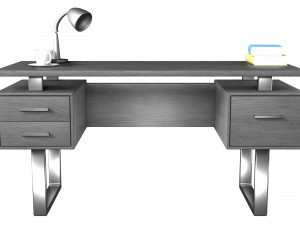 silver metal computer desk dark taupe 3D 모델