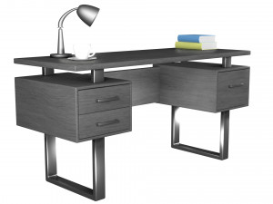 silver metal computer desk dark taupe 3D Модель