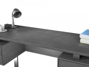 silver metal computer desk dark taupe 3D Модель