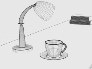 सिल्वर मेटल कंप्यूटर डेस्क डार्क टॉप 3D मॉडल