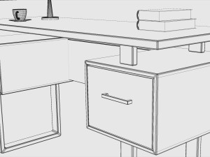 silver metal computer desk dark taupe 3D Модель