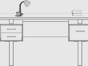 silver metal computer desk dark taupe 3D Модель