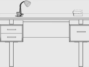 सिल्वर मेटल कंप्यूटर डेस्क डार्क टॉप 3D मॉडल