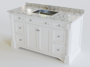 sydney bath vanity white 60 inch carrara marble single sink 3D 모델