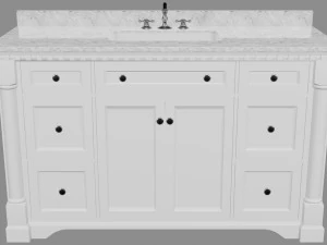 Toucador de banho sydney branco pia &uacute;nica de m&aacute;rmore carrara de 60 polegadas Modelo 3D