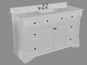 sydney bath vanity white 60 inch carrara marble single sink 3D मॉडल
