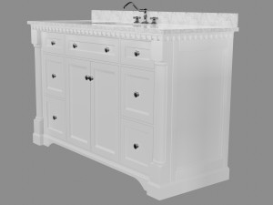 sydney bath vanity white 60 inch carrara marble single sink 3D मॉडल