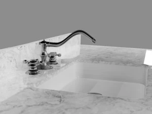 Toucador de banho sydney branco pia &uacute;nica de m&aacute;rmore carrara de 60 polegadas Modelo 3D